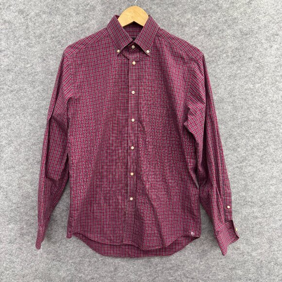 Saks Fifth Avenue Men's Button Up Casual Shirt, 100% Egyptian Cotton, Red, Sz M - Picture 1 of 14